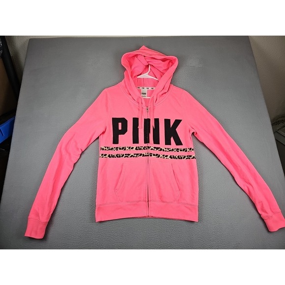 Victoria's Secret Tops - Y2K Victorias Secret Pink Full Zip Hoodie Size Medium Pink Fleece '14